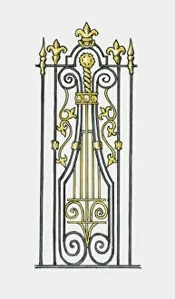 Images Dated 13th October 2009: Illustration of decorative French Baroque gilded iron screen