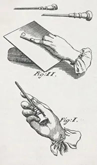 Illustration Demonstrating Xylography Tools and Uses