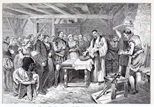 Newborn Prints: Illustration Depicting the Baptism of Virginia Dare