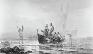 Illustration Depicting Landing of Leif Eriksson