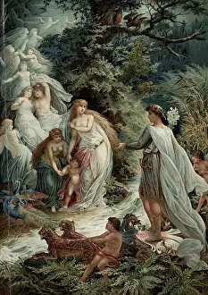 Illustration Depicting Lysander and Fairies from A Midsummer Night's Dream