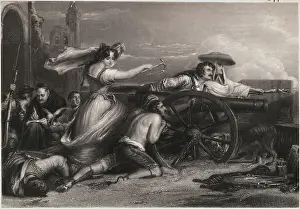 Illustration Depicting Maid of Saragossa During Siege