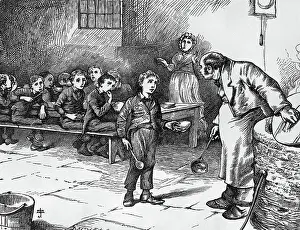 Intimidation Prints: Illustration Depicting Oliver Twist Asking for More Food by J. Mahoney
