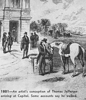 Inauguration Prints: Illustration Depicting Thomas Jefferson Arriving at His Inauguration