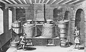 Illustration and Diagram of a Cognac Distillery by Robert Benard