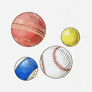Illustration of four different balls