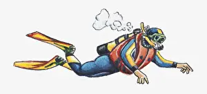 Diver Prints: Illustration of a diver