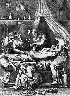 Illustration of Doctor Cupping Patient