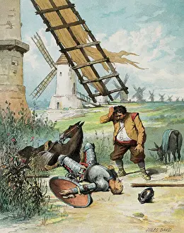 Injury Prints: Illustration of Don Quixote and Sancho Panza by Jules David