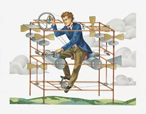 Images Dated 14th June 2011: Illustration of Dr W Ayres pedal flying machine, 1885