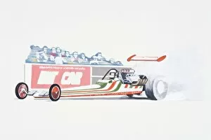 Images Dated 14th February 2008: Illustration of drag car on drag racing track