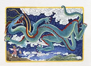 Illustration of Dragon in the Rain, representing Chinese Year Of The Dragon