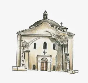 Romanesque Prints: Illustration of Eglise de la Cite, Perigueux, Dordogne, France