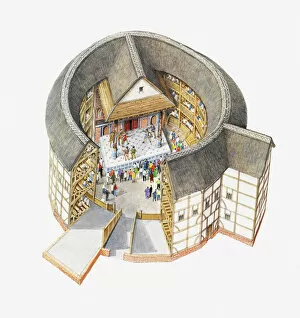 Images Dated 10th May 2011: Illustration of Elizabethan theatre