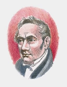 Ink And Brush Collection: Illustration of English engineer and inventor George Stephenson