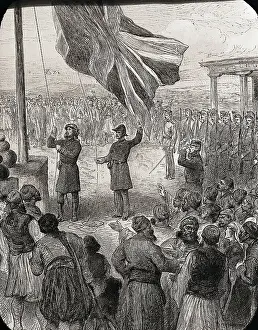 Cyprus Prints: Illustration English Raising Flag