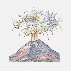 Volcano Collection: Illustration of erupting volcano
