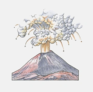 Volcano Collection: Illustration of erupting volcano