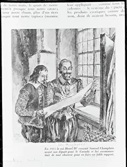 Illustration of Explorer Samuel Champlain Visiting Henry IV