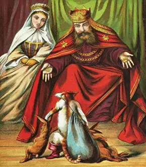 Rabbit Prints: Illustration from Fairy Tale Puss in Boots