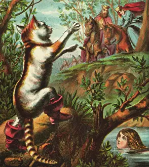 Miller Prints: Illustration from Fairy Tale Puss in Boots