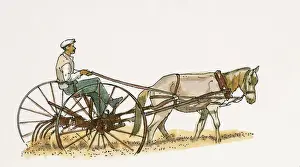 Plough Prints: Illustration of farmer ploughing field near Burdur using traditional horsedrawn plough