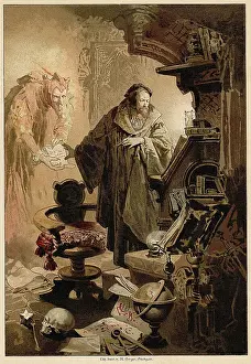 Illustration of Faust and Mephistopheles Making a Pact