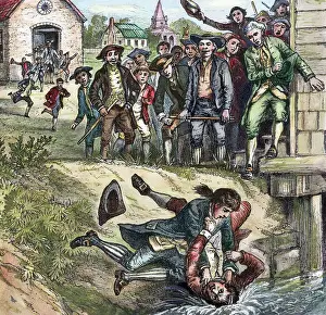 Brawl Prints: Illustration of a Fight During Shays's Rebellion
