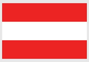Identity Gallery: Illustration of flag of Austria, with three equal horizontal bands of red (top), white, and red