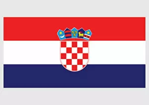 Croatia Collection: Illustration of flag of Croatia, with three equal size, horizontal bands of red, white and blue