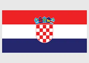 Croatia Collection: Illustration of flag of Croatia, with three equal size, horizontal bands of red, white and blue