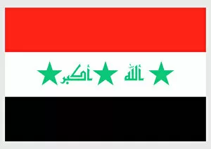 Illustration of flag of Iraq, 1991-2004, a horizontal tricolor of red, white, and black