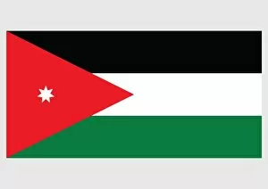 Islam Collection: Illustration of flag of Jordan, with three horizontal bands of black