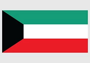 Images Dated 6th February 2009: Illustration of flag of Kuwait, a horizontal tricolor of green