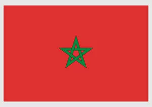 Morocco Collection: Illustration of flag of Morocco with black-bordered green interwoven star on red field