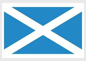 Authority Prints: Illustration of flag of Scotland, with white saltire on blue field