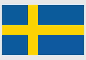 Scandinavian Culture Gallery: Illustration of flag of Sweden, with yellow Scandinavian cross extending to edges of blue field