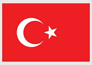 Crescent Gallery: Illustration of flag of Turkey, with white crescent moon and five-pointed star on red field