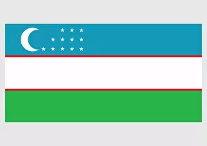 Crescent Gallery: Illustration of flag of Uzbekistan, with horizontal blue, white and green bands