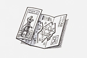 Visit Collection: Illustration of floorplan of a natural history museum, with a dinosaur on the front