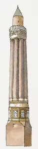 Minaret Prints: Illustration of fluted minaret, Yivli Minare Mosque, Antalya