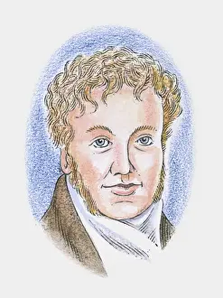 Ink And Brush Prints: Illustration of French physicist and scientist Andre-Marie Ampere