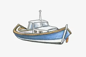 Shallow Prints: Illustration of French pinasse boat, to navigate shallow waters