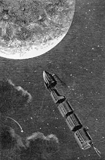 Outer Space Prints: Illustration from From the Earth to the Moon by Jules Verne