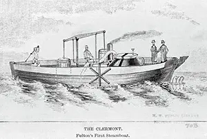 Boater Prints: Illustration of Fulton's First Steamboat