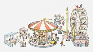 Incidental People Collection: Illustration of funfair
