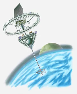 Images Dated 8th April 2010: Illustration of a futuristic space hotel