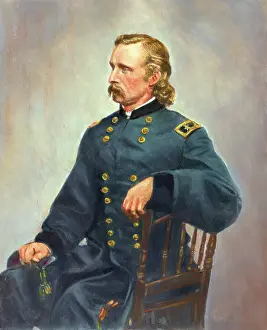 Illustration of General George Custer Reclining in Uniform