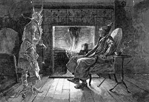Christmas Prints: Illustration of a Ghost Visiting Scrooge by Edwin Austin Abbey