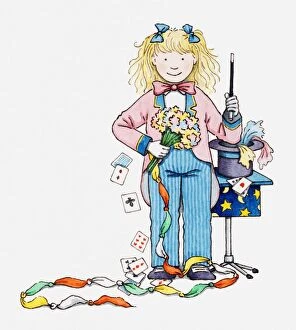 Magic Wand Gallery: Illustration of a girl dressed up as a magician